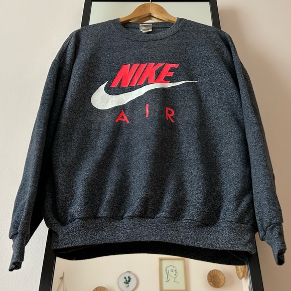Vintage 80s Nike Air crewneck hoodie sweater sweatshirt Jordan grey tag infrared - Picture 8 of 16
